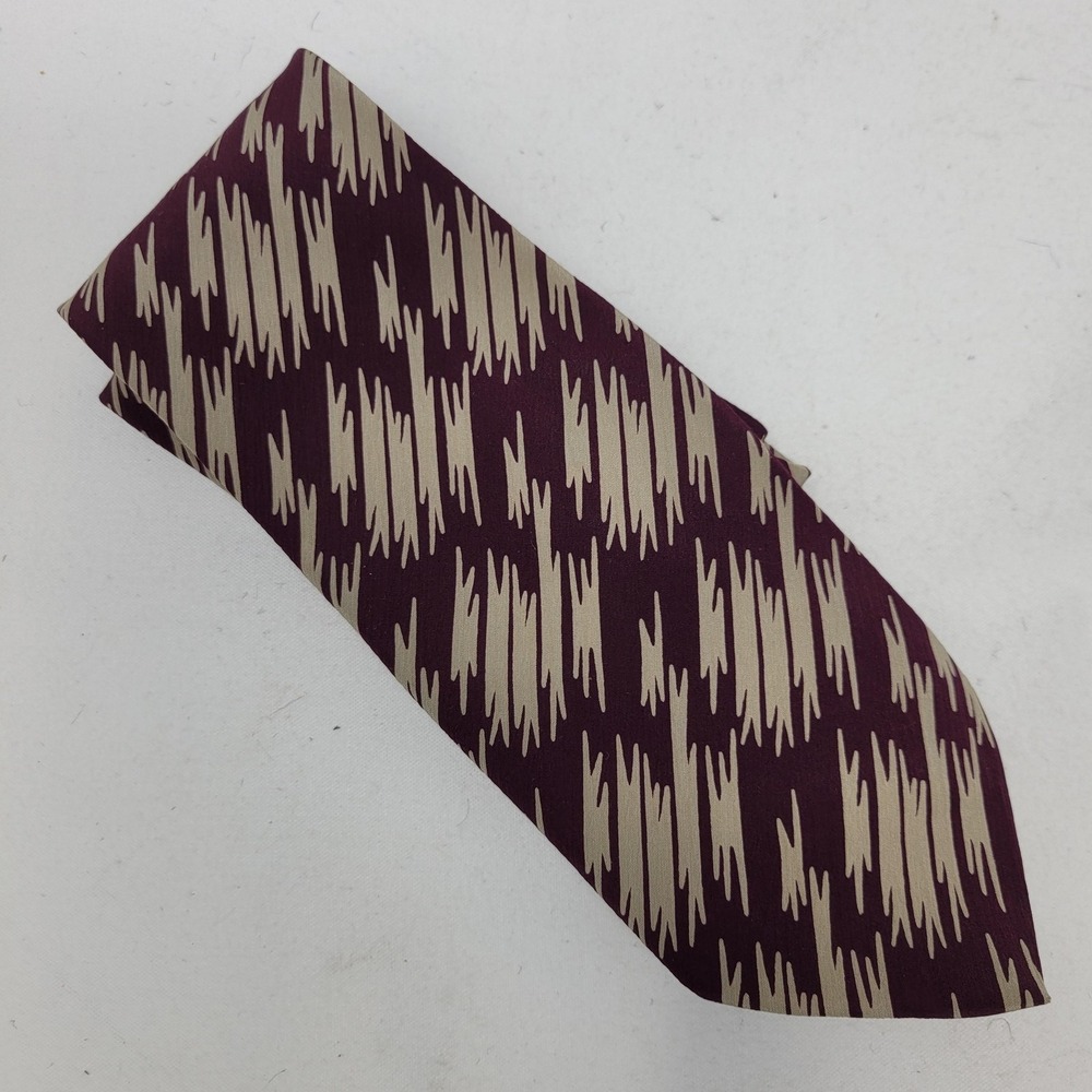 Giorgio Armani Tie Mens One Size Red Silk Geometric‎ Designer Dress Neckwear